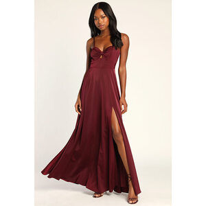 Lulus Fete Finery Burgundy Sleeveless Cutout Maxi Dress Red - Size L